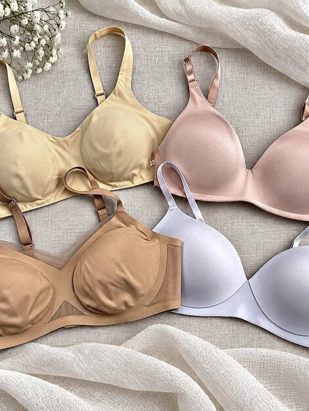 4 Bra Bundle Lot Honeylove HUUG SOMA EBY Neutral 34C 36C Medium